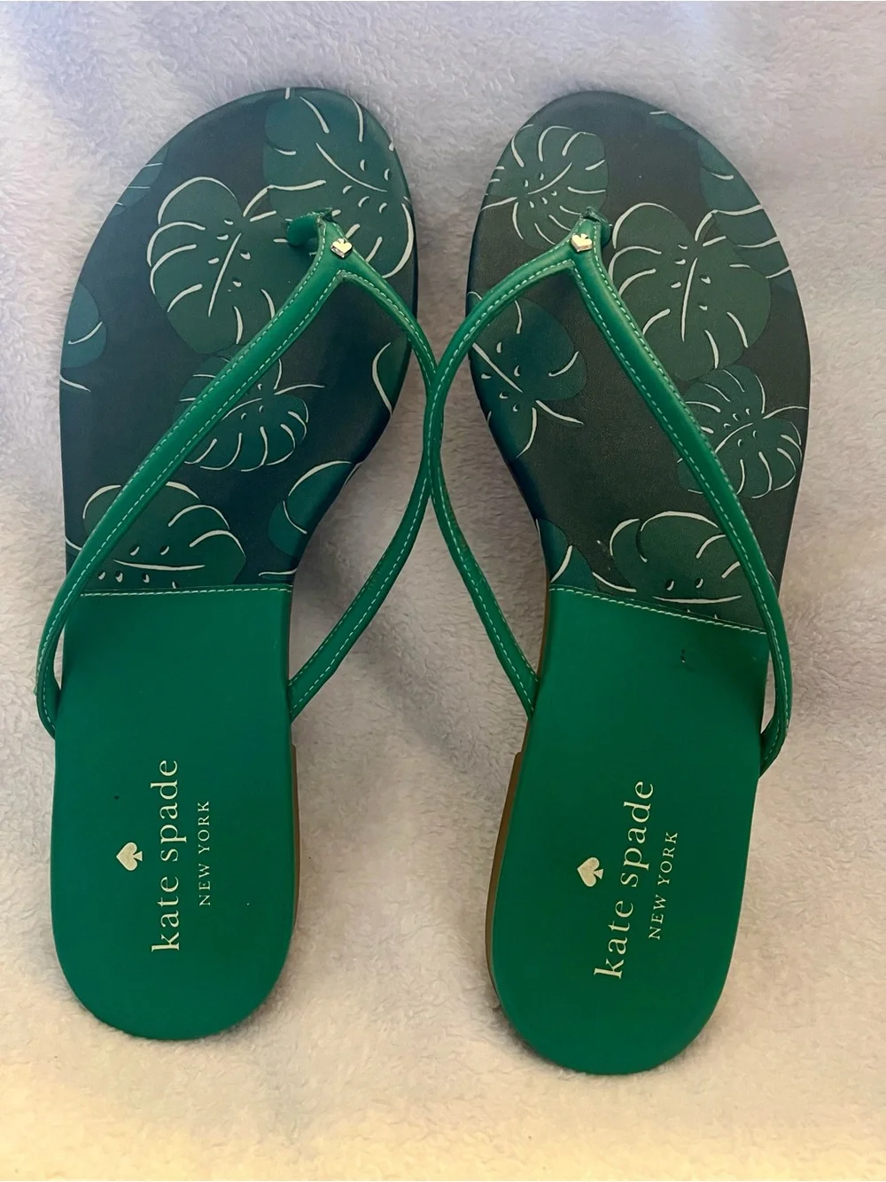 Kate Spade Green Floral Print Flip Flop Sandals